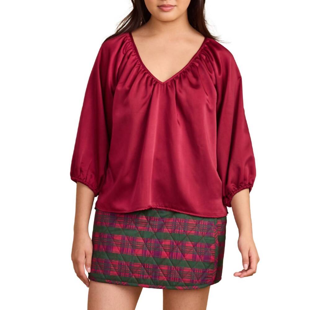 NEW DOUBLE A beatrice top in beet red